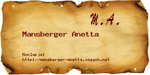 Mansberger Anetta névjegykártya